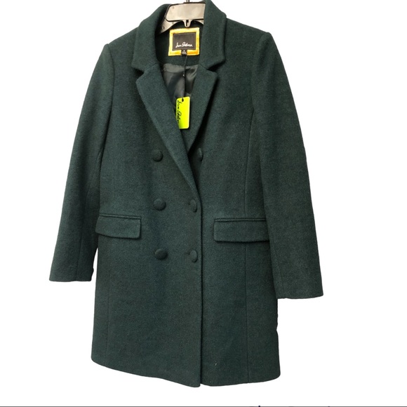 Sam Edelman Womens Green Wool Blend Midi Pea Coat Outerwear Size 8 - Picture 2 of 10